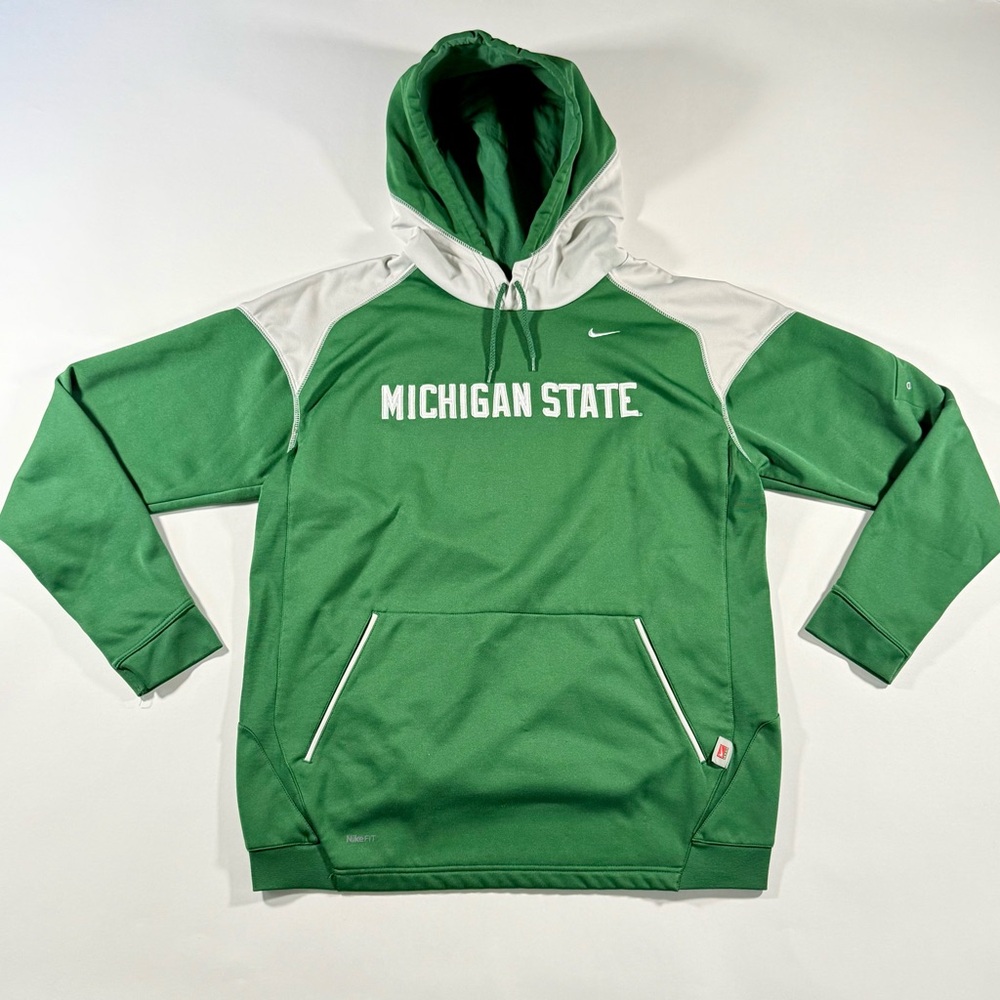Nike Michigan State Spartans Green NikeFit Therma Athletic Hoodie Large